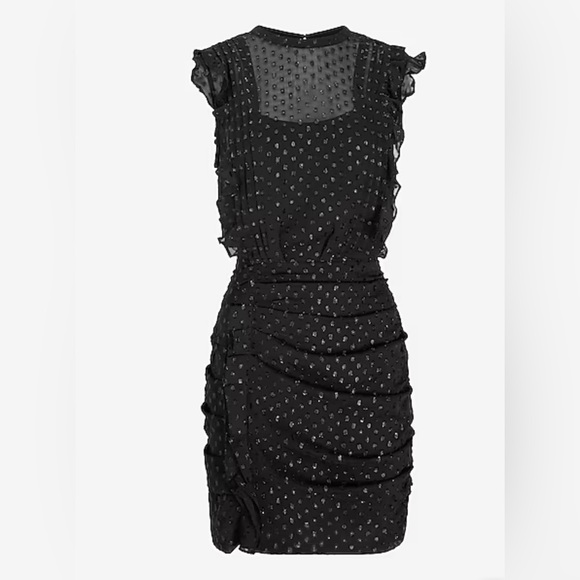 Express woman dress Clip Dot Ruched Mini Dress Size M - Picture 4 of 5